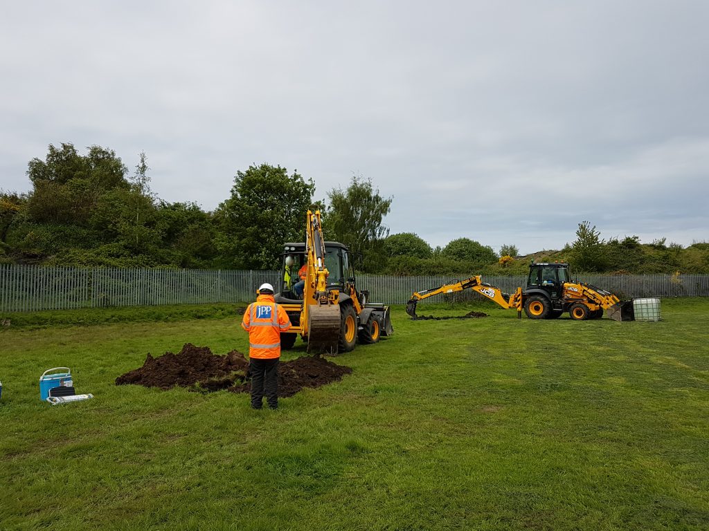 Ground Investigation works using trial pitting techniques.